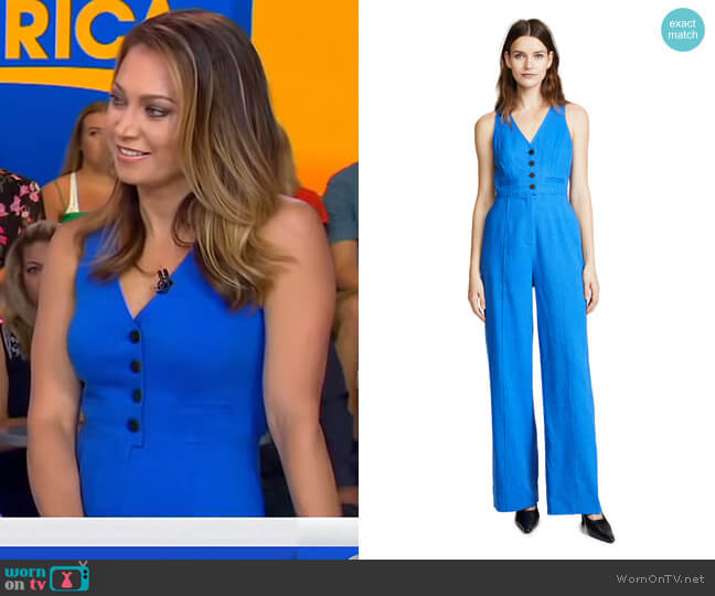 Diane von Furstenberg Button Up Jumpsuit worn by Ginger Zee on Good Morning America