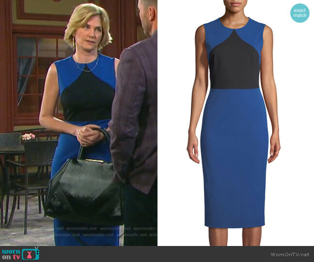 Diane von Furstenberg Colorblock Sleeveless Sheath Midi Dress worn by Eve Donovan (Kassie DePaiva) on Days of our Lives