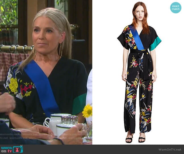Diane von Furstenberg Short Sleeve Jumpsuit worn by Jennifer Horton (Melissa Reeves) on Days of our Lives
