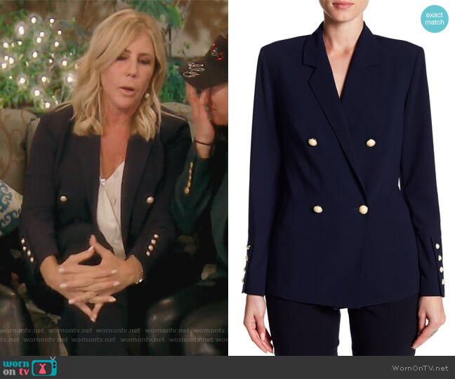 Do + Be Faux Pearl Button Blazer worn by Vicki Gunvalson on The Real Housewives of Orange County