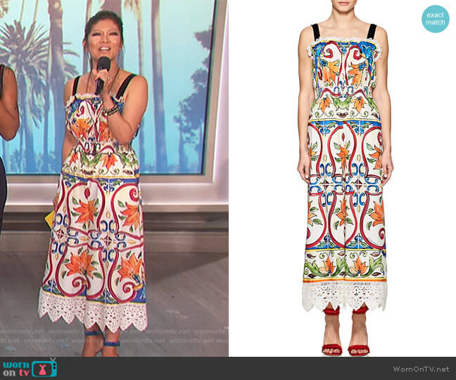 Dolce & Gabbana Tile-Print Cotton-Blend Poplin Jumpsuit worn by Julie Chen on The Talk