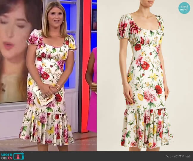 Dolce & Gabbana Floral-Print Gathered Midi Dress worn by Jenna Bush Hager on Today