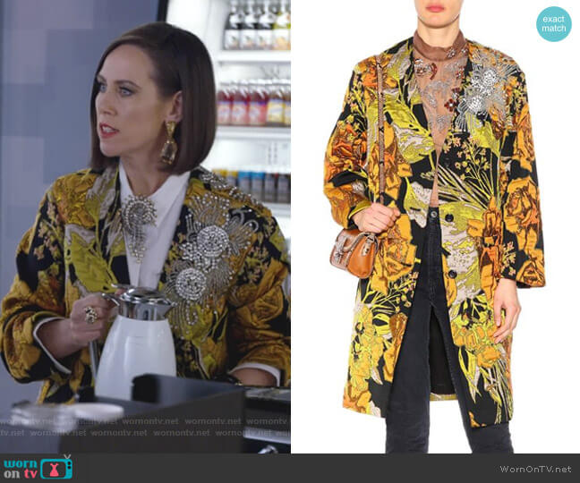 Dries Van Noten Embellished Floral Coat worn by Diana Trout (Miriam Shor) on Younger