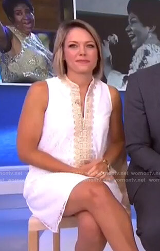 Dylan’s white embroidered shift dress on Today