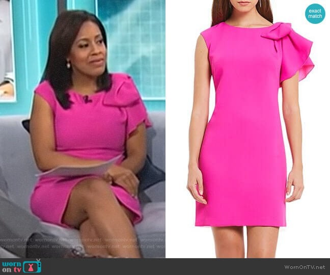 Eliza J Ruffle Shoulder Shift Dress worn by Sheinelle Jones on Today