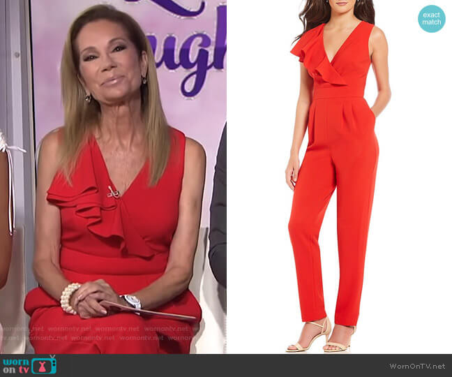Eliza J V Neck Ruffle Jumpsuit worn by Kathie Lee Gifford on Today