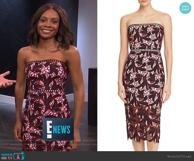 Elliatt Strapless Lace Midi Dress worn by Zuri Hall on E! News