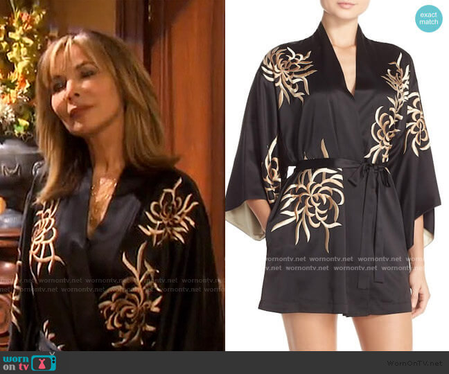 Natori 'Empress' Embroidered Charmeuse Robe worn by Kate Roberts (Lauren Koslow) on Days of our Lives