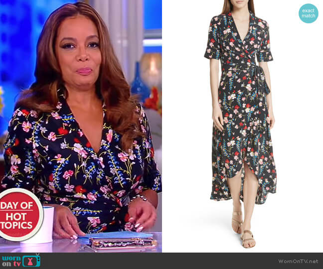 Equipment Imogene Floral Silk Wrap Dress worn by Sunny Hostin on The View