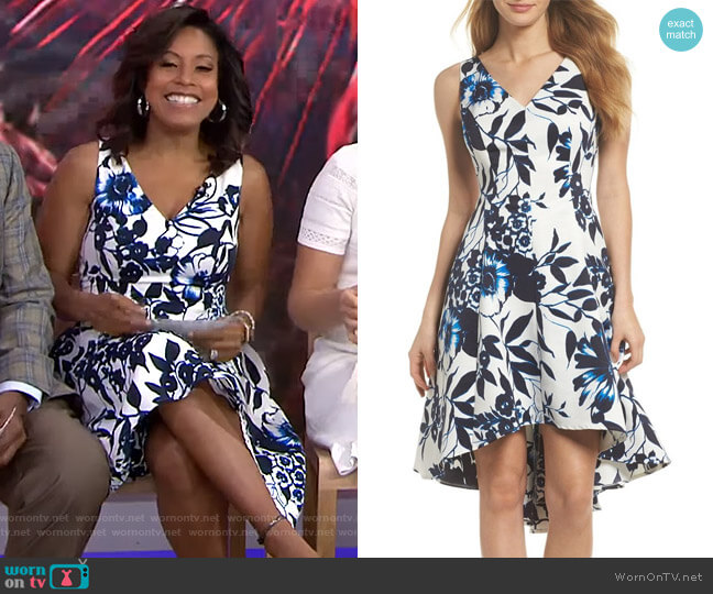 Eliza J Floral Hi-Lo Dress worn by Sheinelle Jones on Today