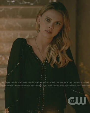 Freya’s black embellished blouse on The Originals