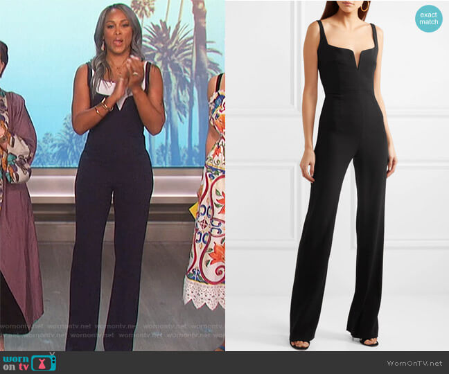 Galvan Signature Corset crepe jumpsuit worn by Eve on The Talk
