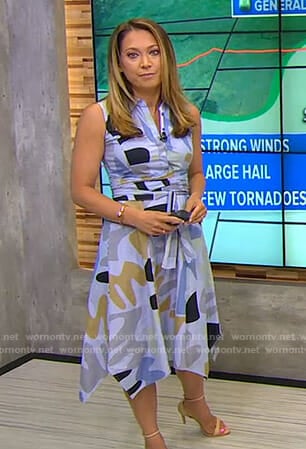 Ginger’s blue striped printed shirtdress on Good Morning America