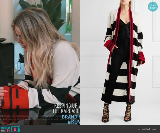 Haider Ackermann Striped wool and cashmere-blend cardigan worn by Khloe Kardashian on Keeping Up with the Kardashians