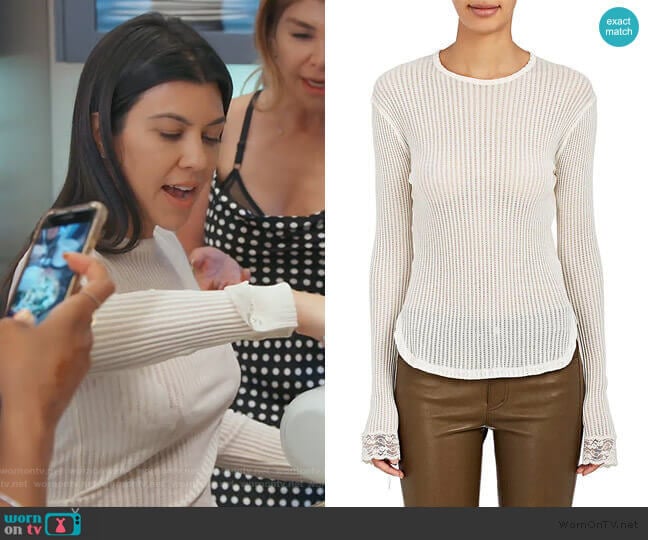 Helmut Lang Cotton Mixed-Stitch Shirt worn by Kourtney Kardashian on Keeping Up with the Kardashians