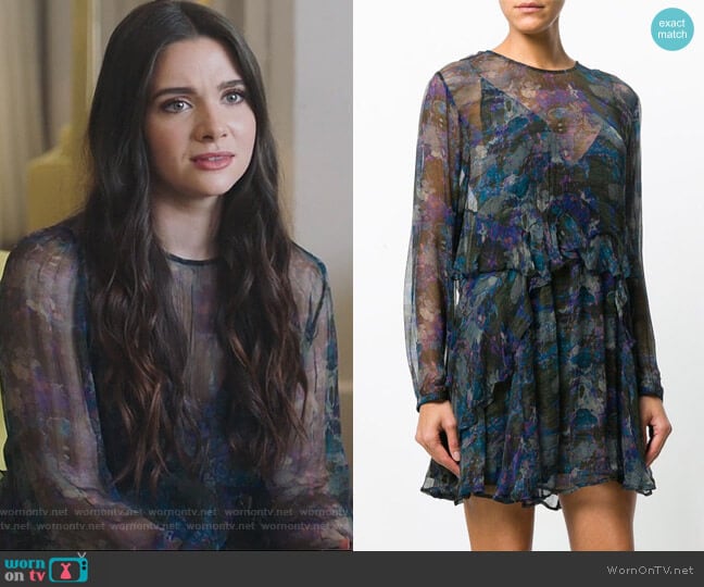 IRO Abstract Print Sheer Dress worn by Jane Sloan (Katie Stevens) on The Bold Type