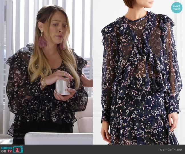 Isabel Marant Muster Blouse worn by Kelsey Peters (Hilary Duff) on Younger