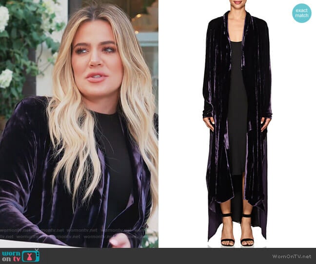 Juan Carlos Obando Victoria Velvet Robe Coat worn by Khloe Kardashian on Keeping Up with the Kardashians