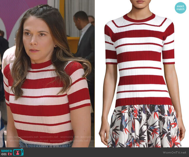 Jason Wu Striped Crewneck Sweater worn by Liza Miller (Sutton Foster) on Younger