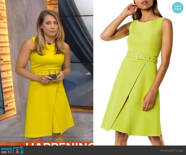 Karen Millen Belted A-Line Dress worn by Ginger Zee on Good Morning America