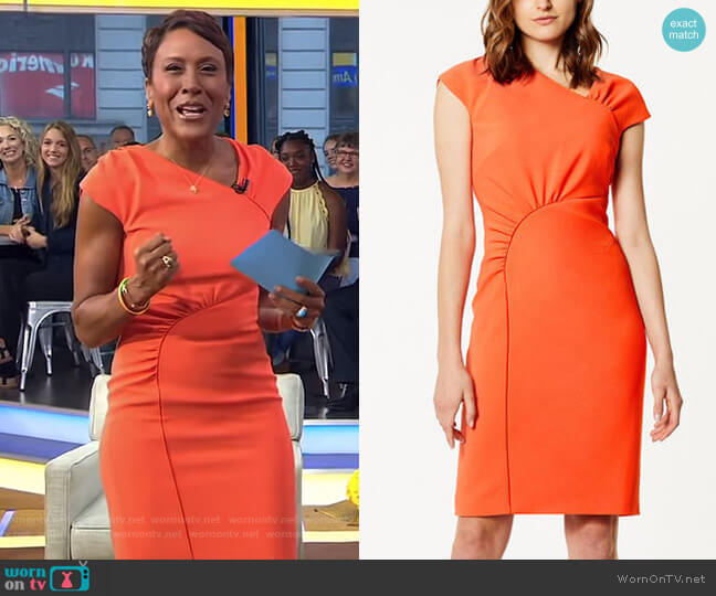 Karen Millen Gathered Dress worn by Robin Roberts on Good Morning America