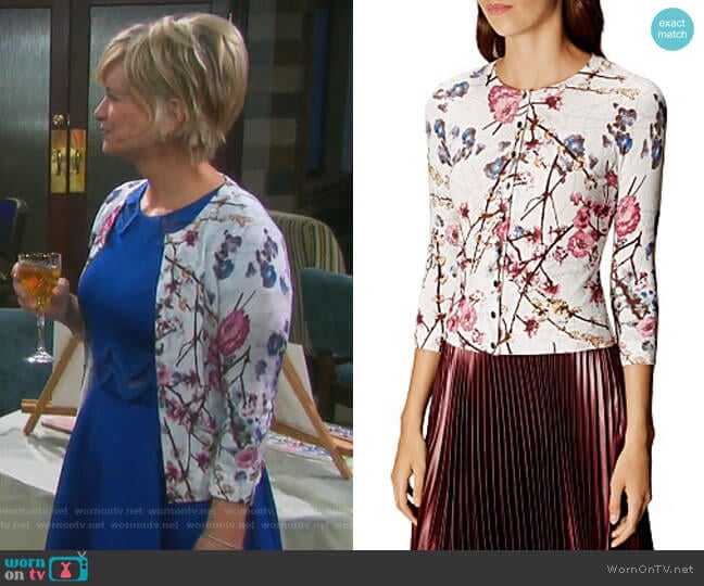 Karen Millen Sakura Cardigan worn by Kayla Brady (Mary Beth Evans) on Days of our Lives