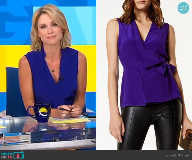 Karen Millen Wrap Top worn by Amy Robach on Good Morning America