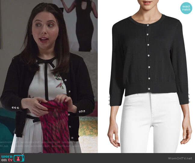 Karl Lagerfeld Lace Button-Front Cardigan worn by Esther Povitsky (Esther Povitsky) on Alone Together