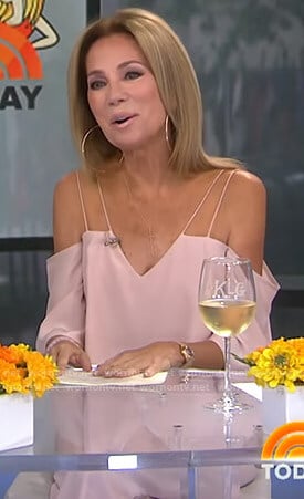 Kathie’s pink off shoulder jumpsuit on Today
