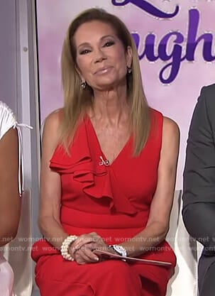 Kathie’s red ruffled jumpsuit on Today