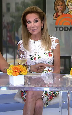 Kathie’s white floral lace dress on Today