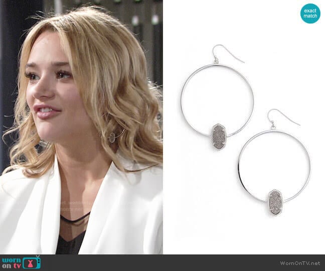Kendra Scott Elora Earrings in Platinum Drusy / Silver worn by Summer Newman (Hunter King) on The Young and the Restless