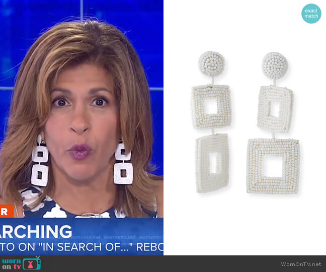 Kenneth Jay Lane Double Square Seed Bead Drop Earrings worn by Hoda Kotb on Today
