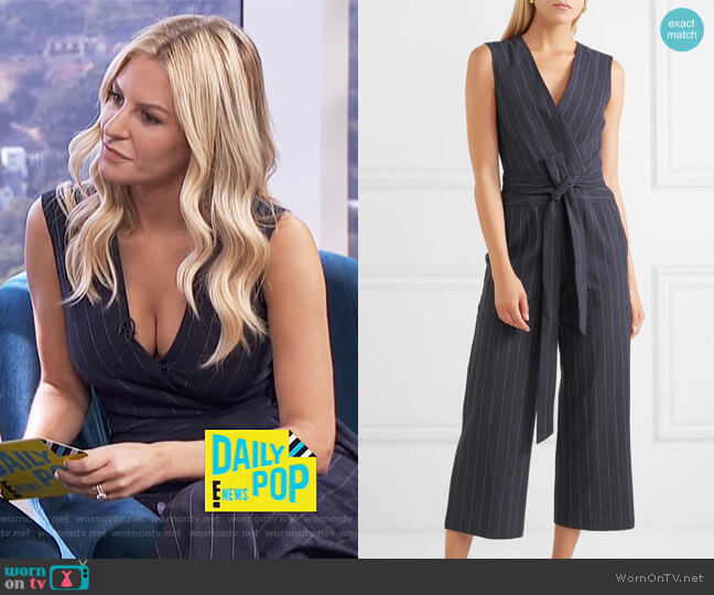 L'Agence Joslyn Linen Striped Jumpsuit worn by Morgan Stewart on E! News