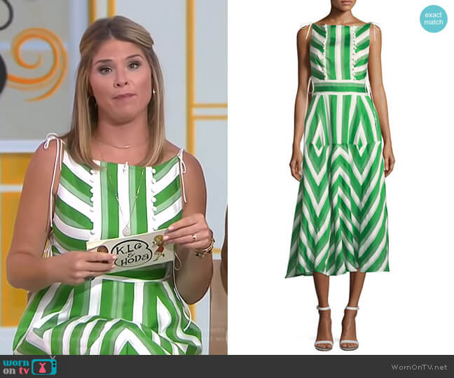 Lela Rose Organza Striped Jacquard Long Dress worn by Jenna Bush Hager on Today