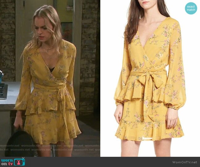 Love, Fire Floral Wrap Style Dress worn by Claire Brady (Olivia Keegan) on Days of our Lives
