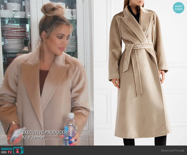 Max Mara Bormio belted alpaca coat worn by Khloe Kardashian on Keeping Up with the Kardashians