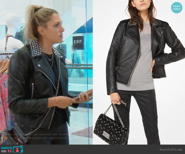 Michael Michael Kors Studded Faux-Leather Jacket worn by Gina Kirschenheiter on The Real Housewives of Orange County