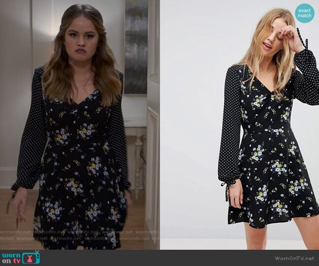 Miss Selfridge Spot and Floral Print Skater Dress worn by Patty Bladell (Debby Ryan) on Insatiable