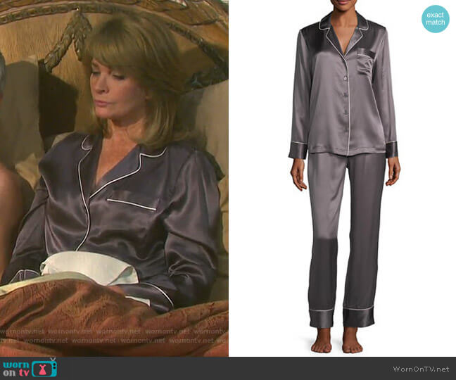 Neiman Marcus Silk Satin Two-Piece Pajama Set worn by Marlena Evans (Deidre Hall) on Days of our Lives