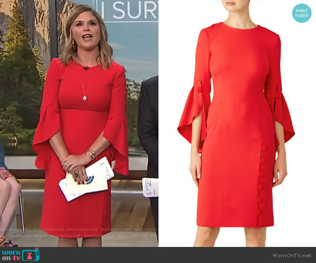 Prabal Gurung Buttoned Flutter Sheath Dress worn by Jenna Bush Hager on Today
