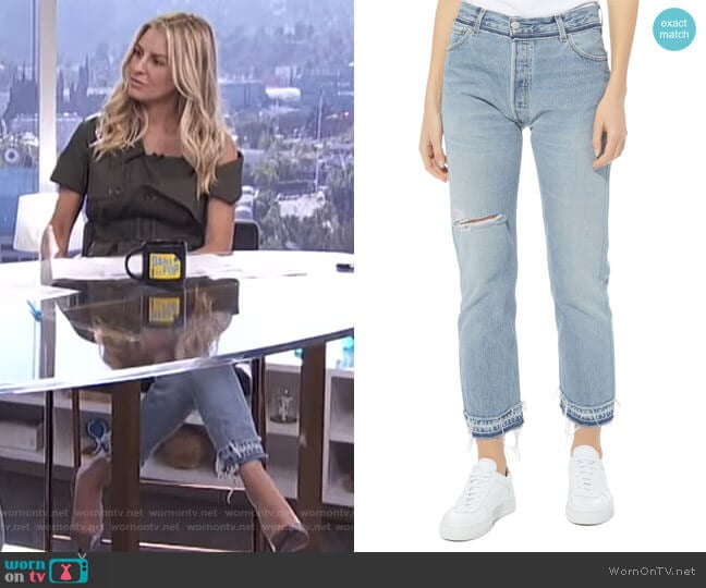 Re/Done Stove Pipe Released Hem Jeans worn by Morgan Stewart on E! News