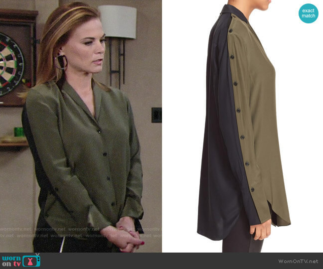 Rag & Bone Leighton Colorblock Silk Shirt worn by Phyllis Newman (Gina Tognoni) on The Young and the Restless