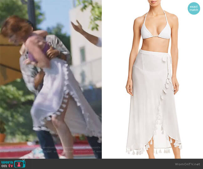 Red Carter Wrap Skirt Swim Cover-Up worn by Kelly Anne Van Awken (Molly Burnett) on Queen of the South
