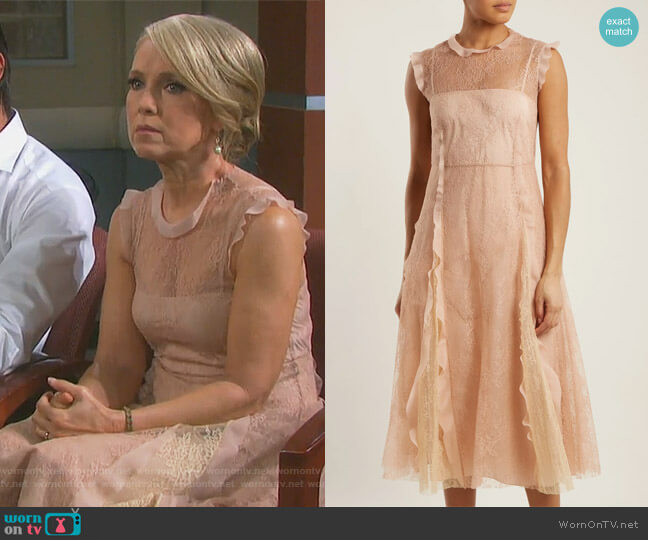 RED Valentino Ruffle-trimmed lace midi dress worn by Jennifer Horton (Melissa Reeves) on Days of our Lives