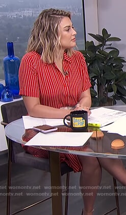 Carissa’s red striped shirtdress on E! News Daily Pop