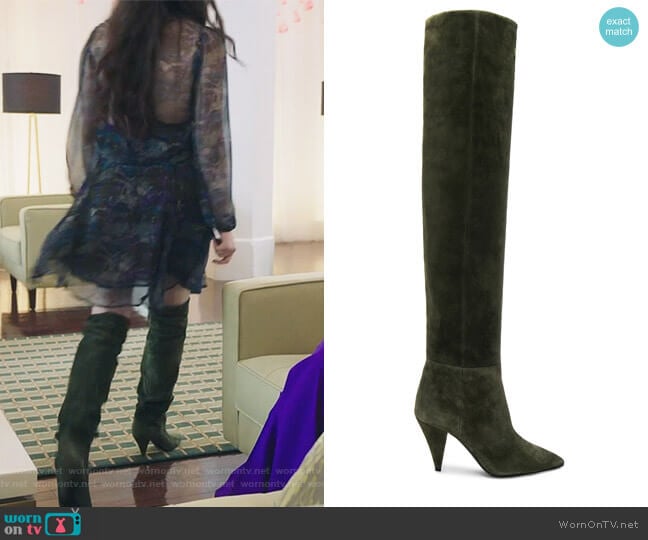 Saint Laurent Suede Era Heeled Thigh High Boots worn by Jane Sloan (Katie Stevens) on The Bold Type