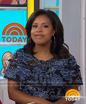 Sheinelle’s black floral lace dress on Today