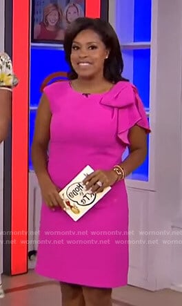 Sheinelle’s pink ruffle shoulder dress on Today