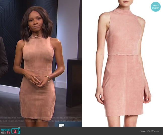 Soprano Mock Collar Faux Suede Dress worn by Zuri Hall on E! News
